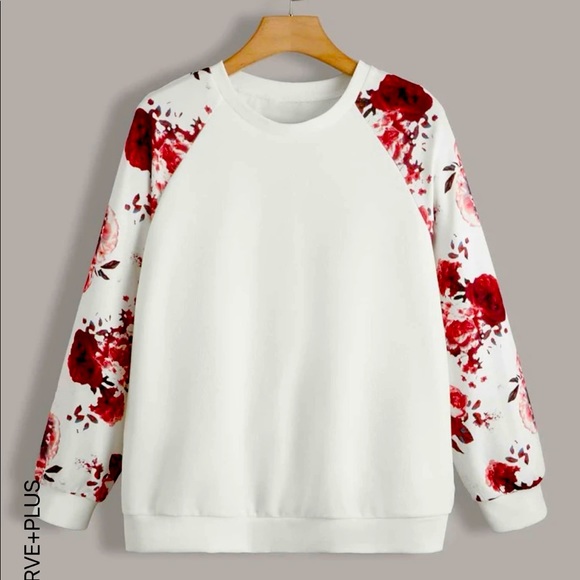 Floral Print Raglan Sleeve Pullover 